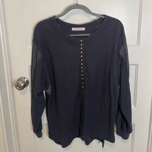 WE THE FREE charcoal long sleeve henley top